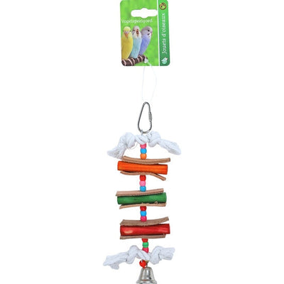 Boon vogelspeelgoed ladder hout met leer en bel, 19cm