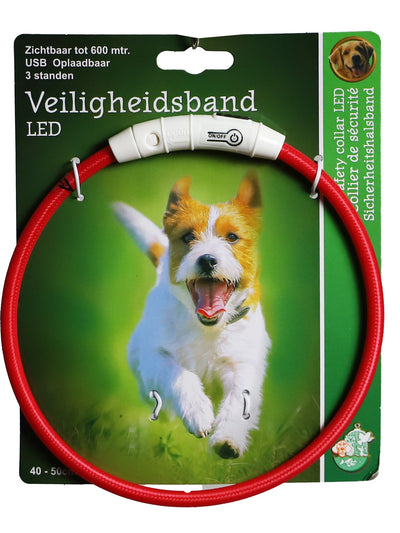 LED halsband nylon rood 40 - 50cm